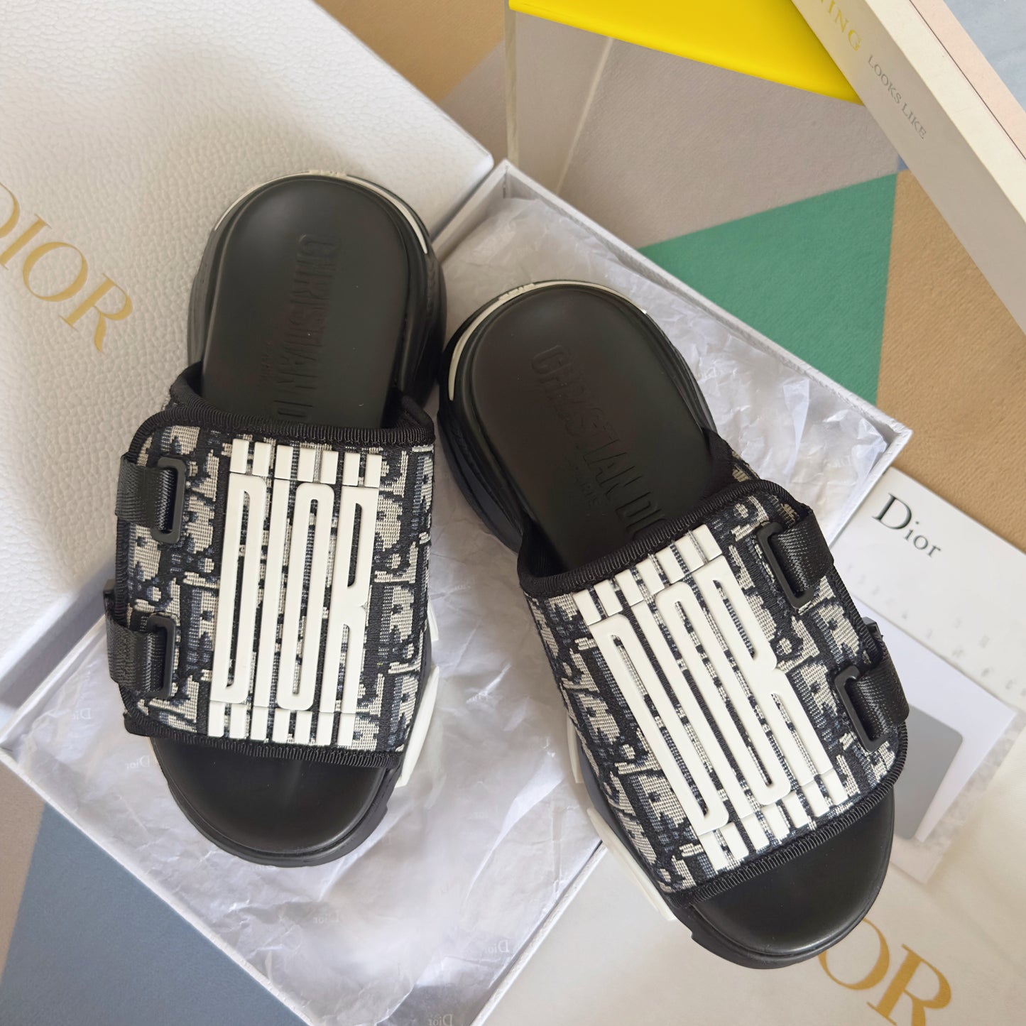 Dior D-Wander Slide Black White
