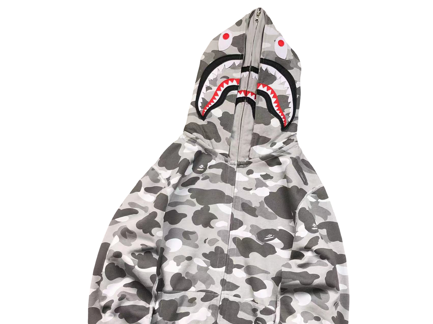 BAPE Camo Shark Wide Full Zip Double Hoodie - (LIGHT GREY)