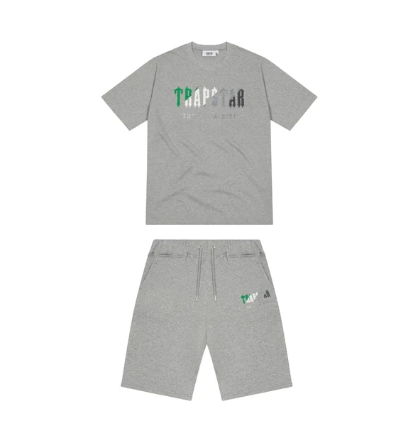 Trapstar Chenille Decoded Short Set - (GREY/GREEN)
