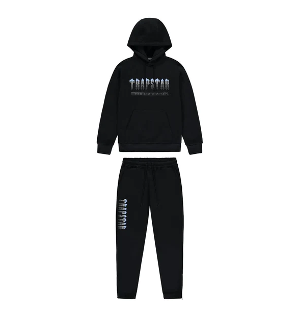 Trapstar Chenille Decoded 2.0 Hoodie Tracksuit - (BLACK/ICE BLUE)