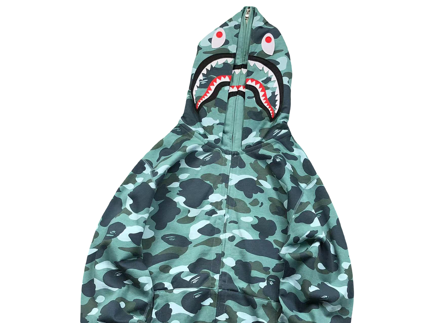 BAPE Camo Shark Wide Full Zip Double Hoodie - (TEAL)