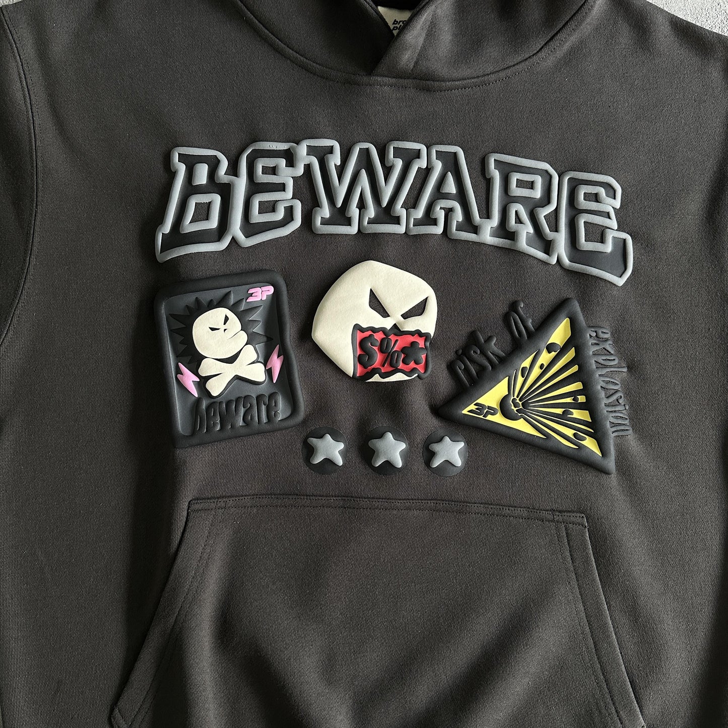 Broken Planet Beware Hoodie - (SOOT BLACK)