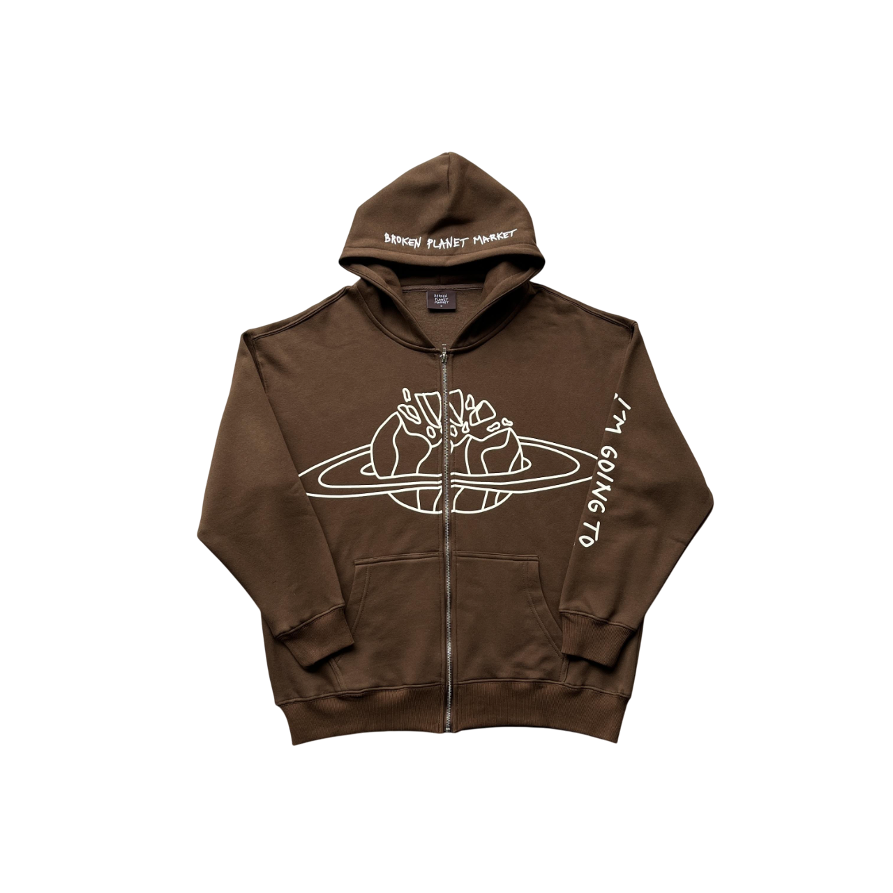 Broken Planet Going To Outer Space Zip Hoodie - (BROWN)