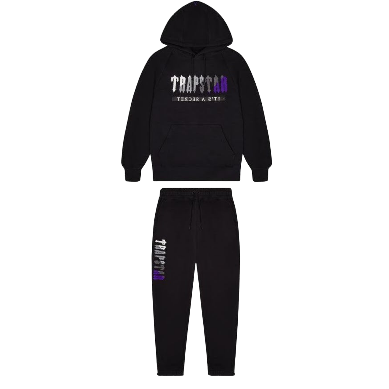 Trapstar Chenille Decoded Hoodie 2.0 Tracksuit - (BLACK/PURPLE)