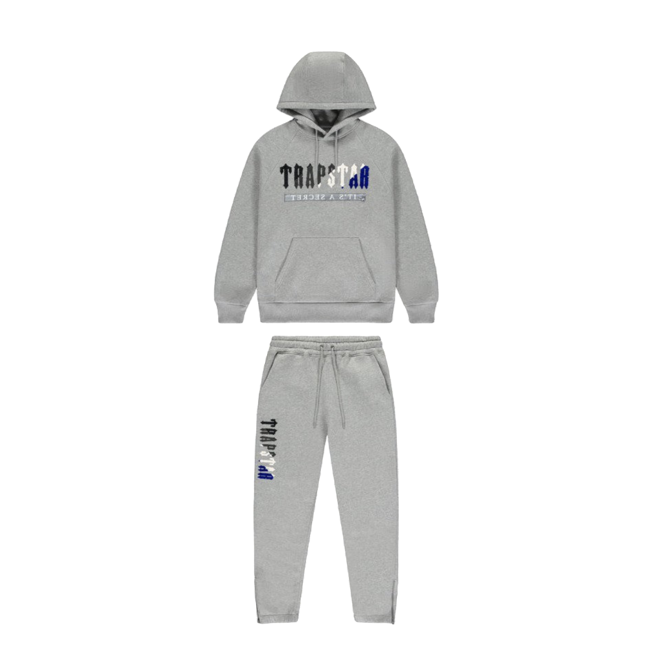 Trapstar Chenille Decoded Hoodie 2.0 Tracksuit - (GREY/BLUE)