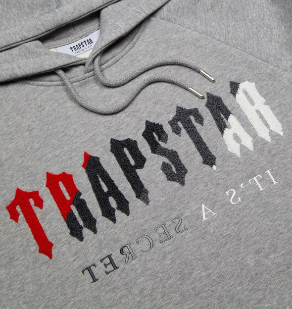 Trapstar Chenille Decoded Hoodie Tracksuit - (GREY/RED)