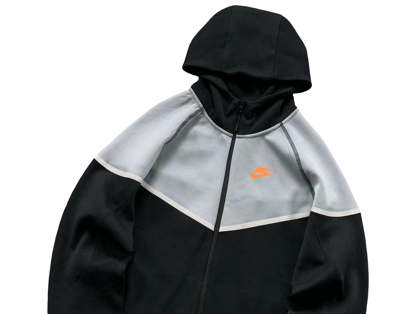 Nike Tech Fleece 2025 Zip Hoodie - (BLACK/GREY/ORANGE)