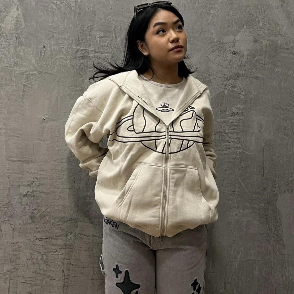 Broken Planet Stars Jeans - (GREY/BLACK)