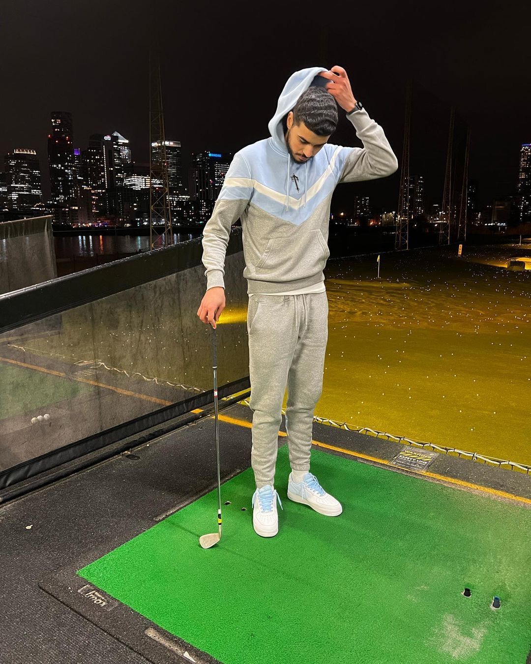 Trapstar V Stripe Tracksuit - (CASHMERE BLUE/WHITE/MARL GREY)