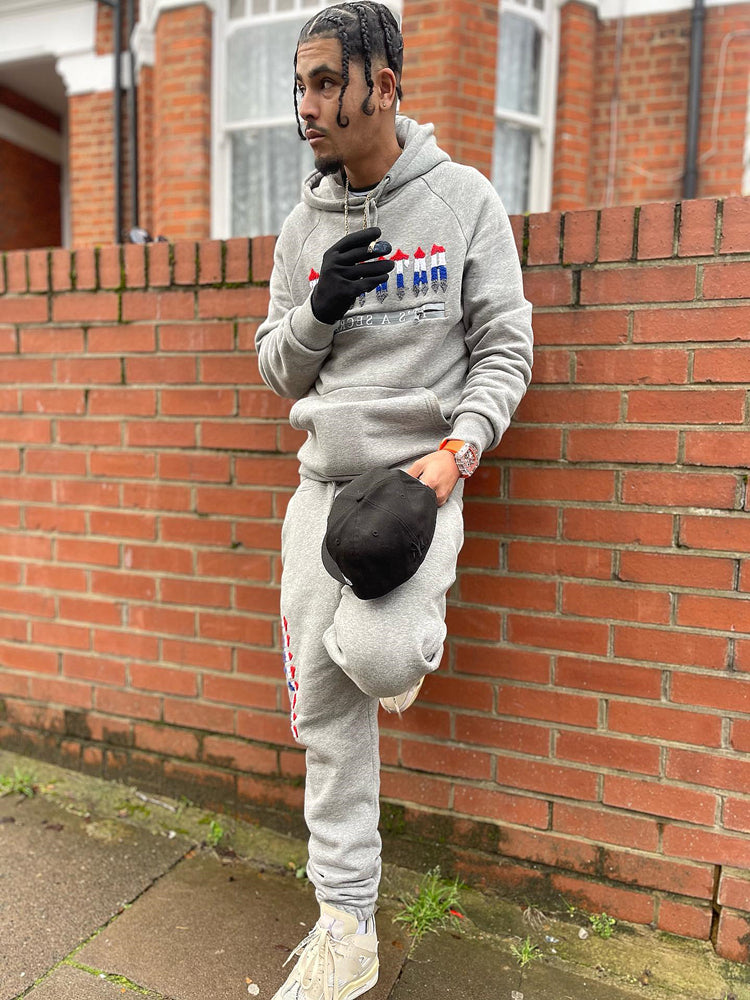 Trapstar Chenille Decoded Hoodie 2.0 Tracksuit - (GREY REVOLUTION EDITION)