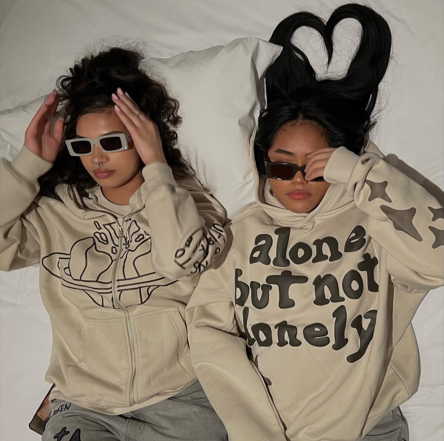 Broken Planet Going To Outer Space Zip Hoodie - (APRICOT)