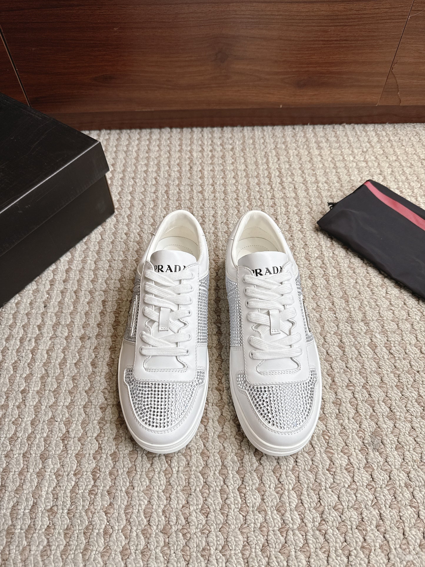 Prada Downtown Leather White Diamond