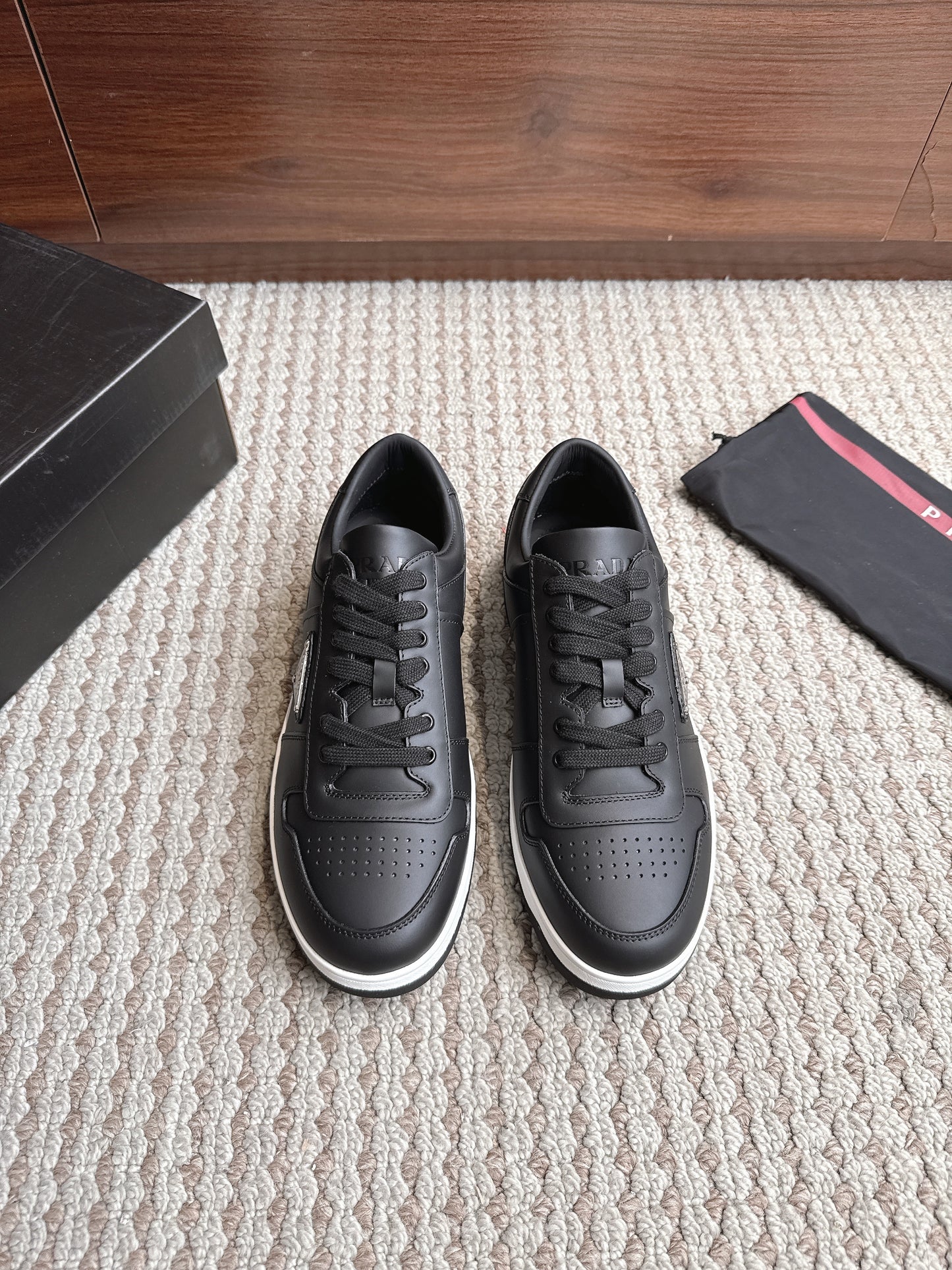 Prada Downtown Leather Dark Black White