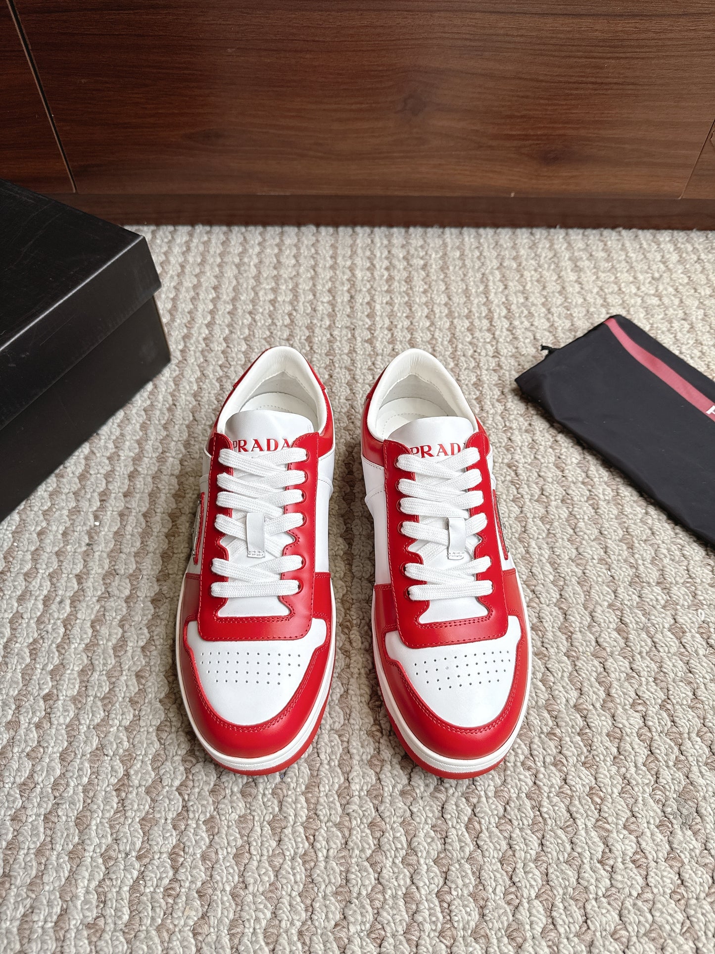 Prada Downtown Leather White Red
