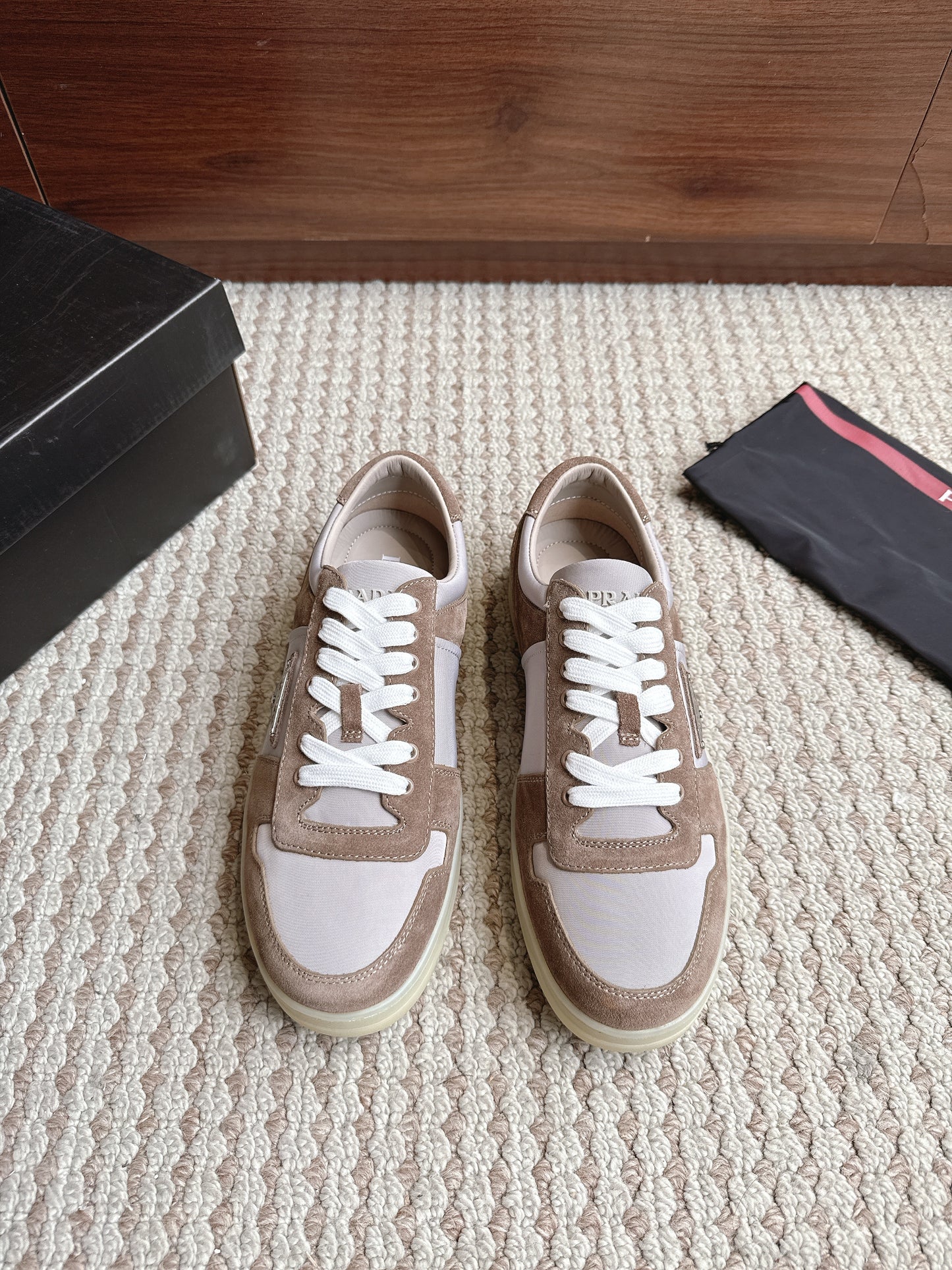 Prada Downtown Leather Suede Brown