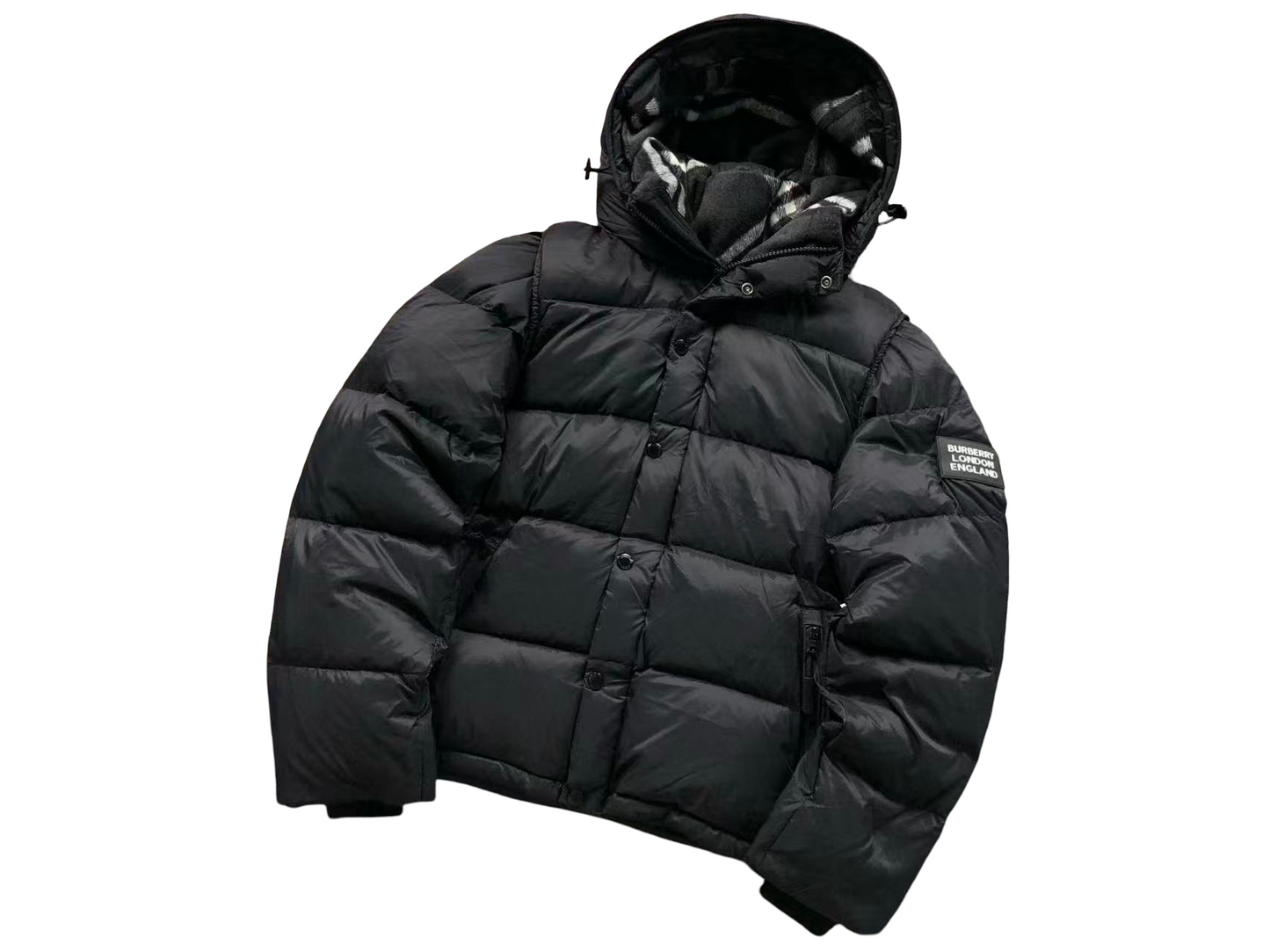 Burberry Detachable Hooded Puffer Jacket - (BLACK)