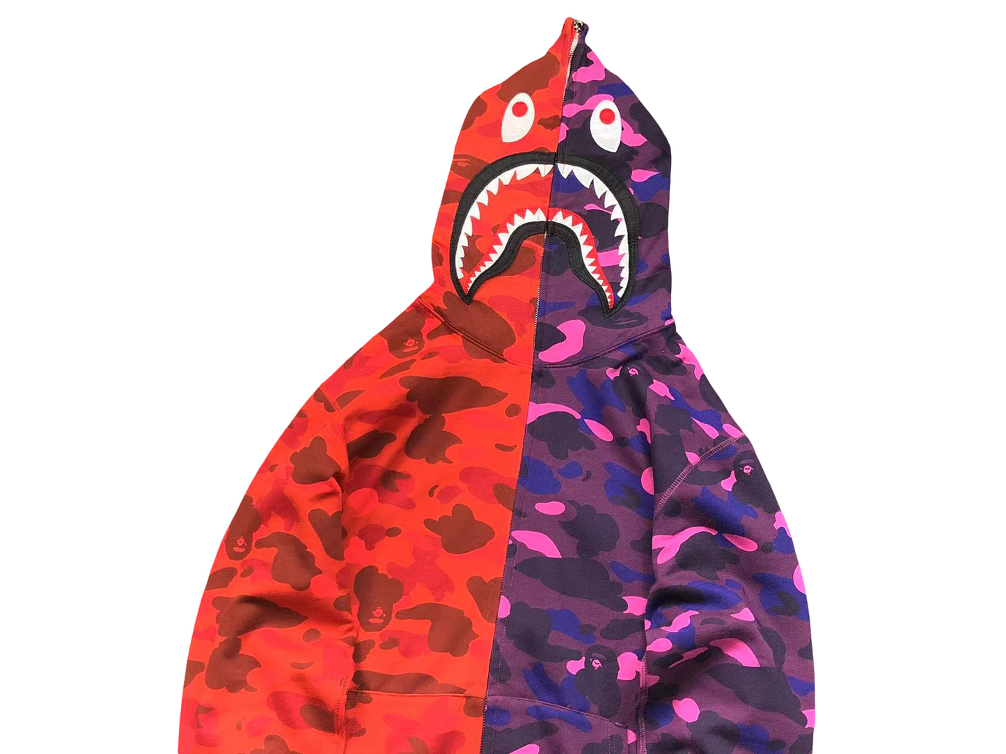 BAPE Split Camo Shark Full Zip Hoodie - (RED/PURPLE)
