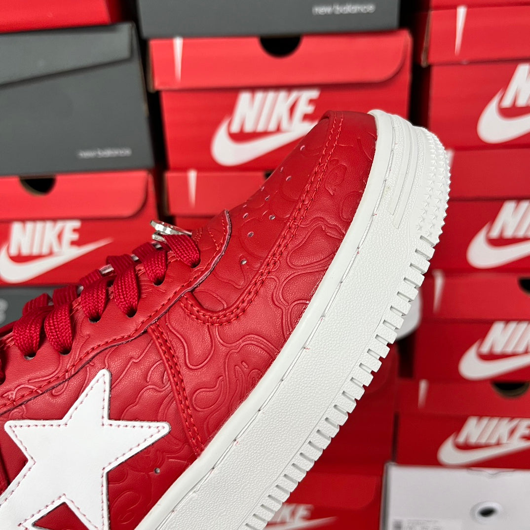 A Bathing Ape Bapesta Motif - (RED/WHITE)