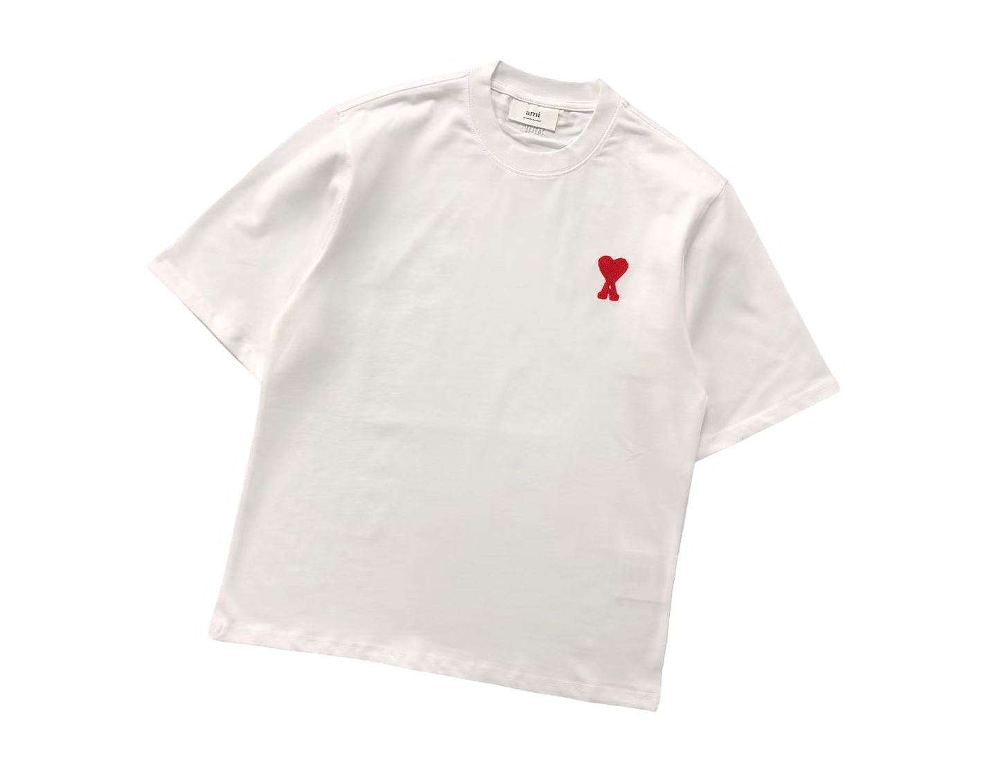 AMI Paris Signature Red Tee - (WHITE)