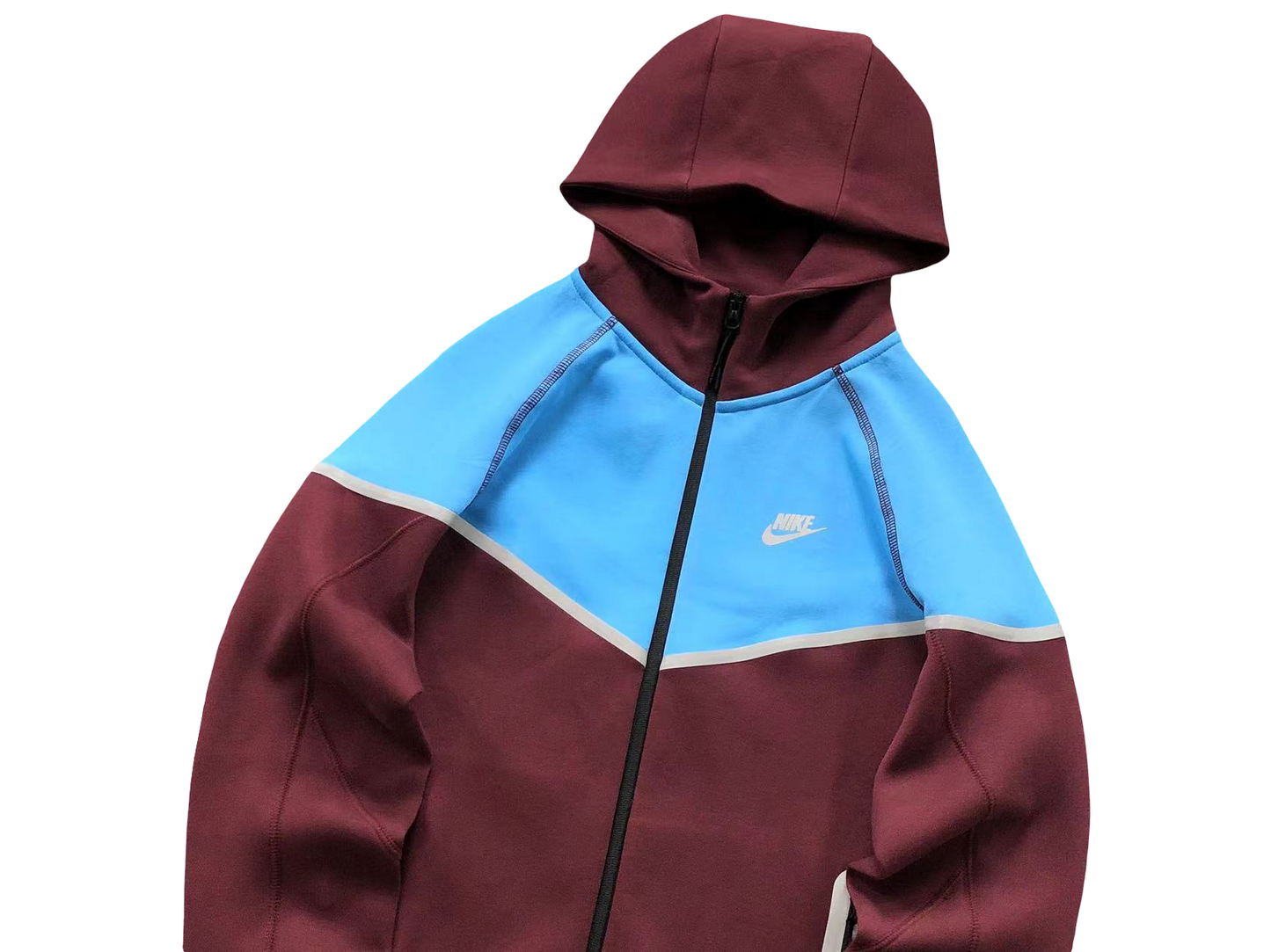 Nike Tech Fleece 2025 Zip Hoodie - (BURGUNDY/BLUE)