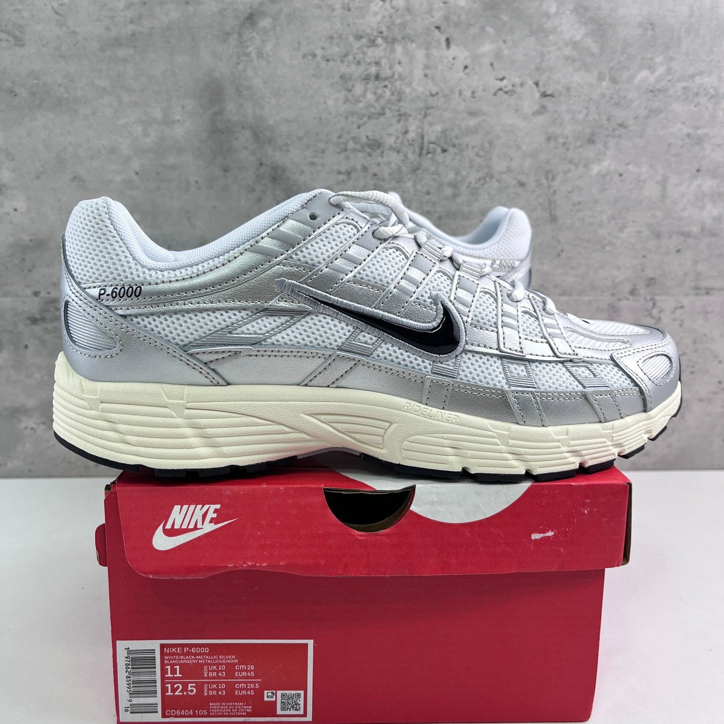 Nike P-6000 White Black Metallic Silver