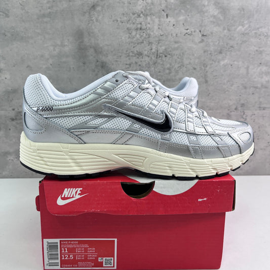Nike P-6000 White Black Metallic Silver