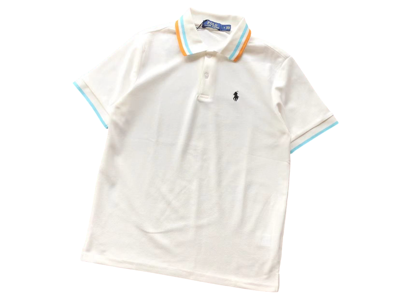 Ralph Lauren Classic Polo - (WHITE/ORANGE/BLUE)