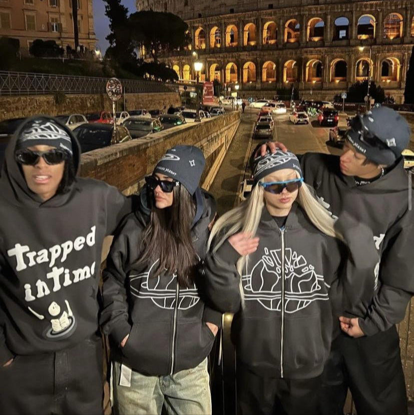 Broken Planet Going To Outer Space Zip Hoodie - (BLACK)