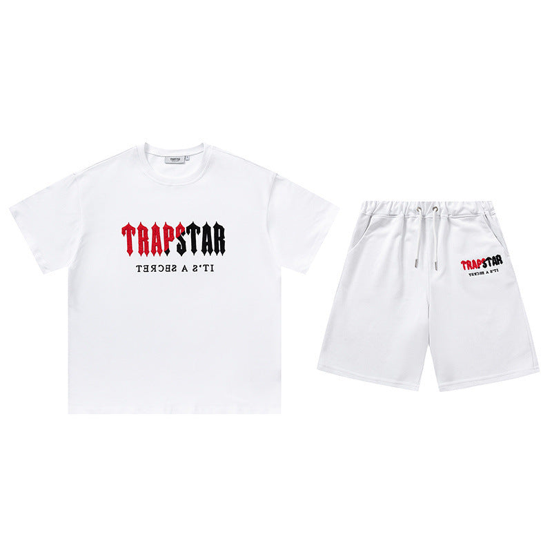 Trapstar Chenille Decoded Short Set - (WHITE/RED)