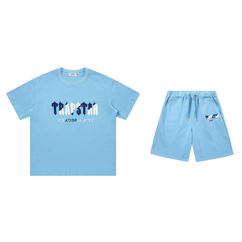 Trapstar Chenille Decoded Short Set - (AQUA BLUE)