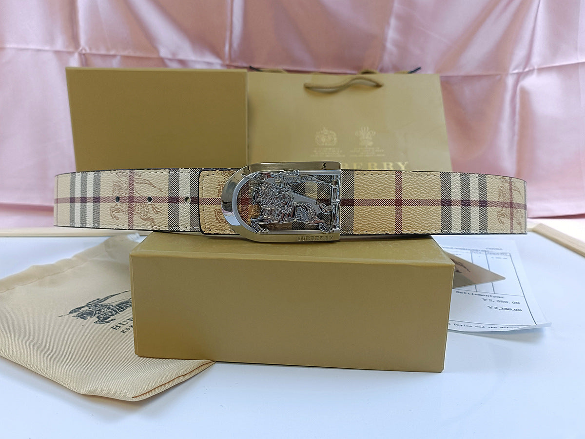 Burberry Vintage Horse Belt - (GOLD/SILVER)