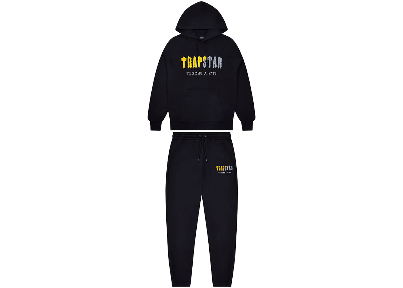 Trapstar Chenille Decoded Hoodie Tracksuit - (BLACK/YELLOW)