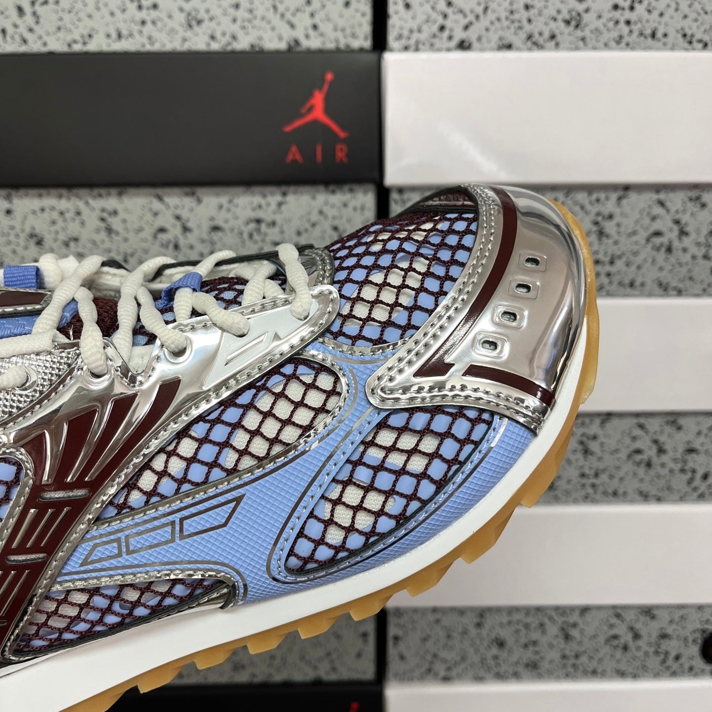 Bottega Veneta Orbit Baby Blue Burgundy