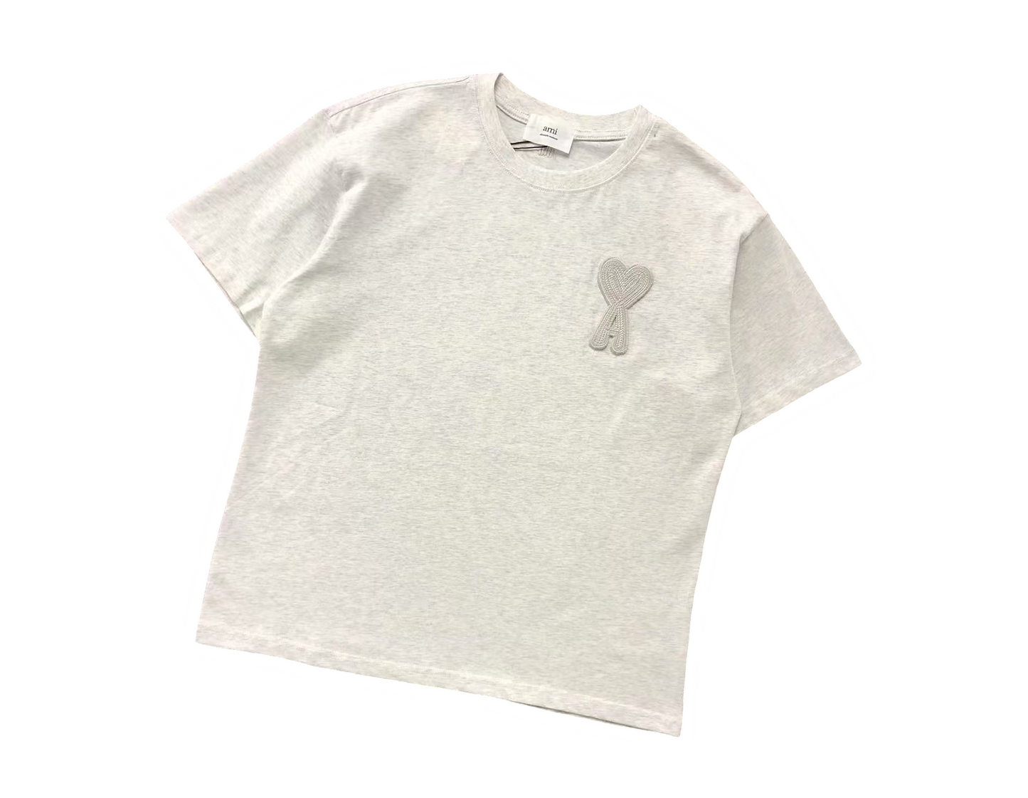 AMI Paris Maxi Heart Tee - (LIGHT GREY)