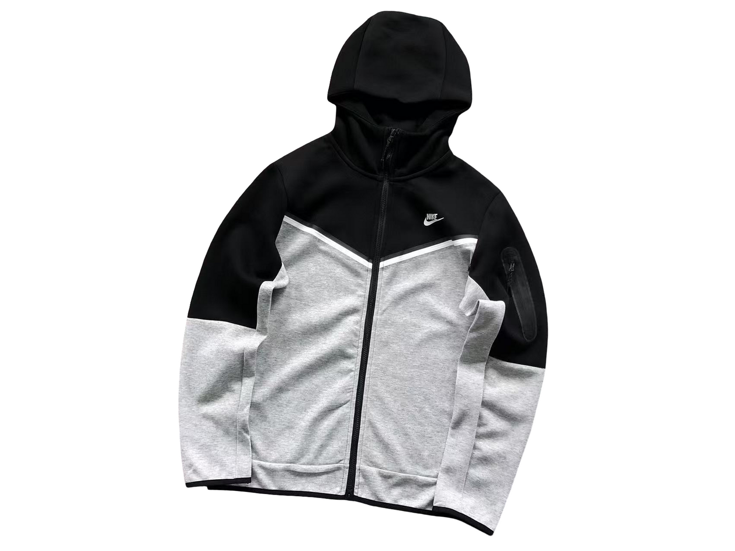 Nike Tech Fleece 2024 Zip Hoodie - (BLACK/GREY/WHITE)