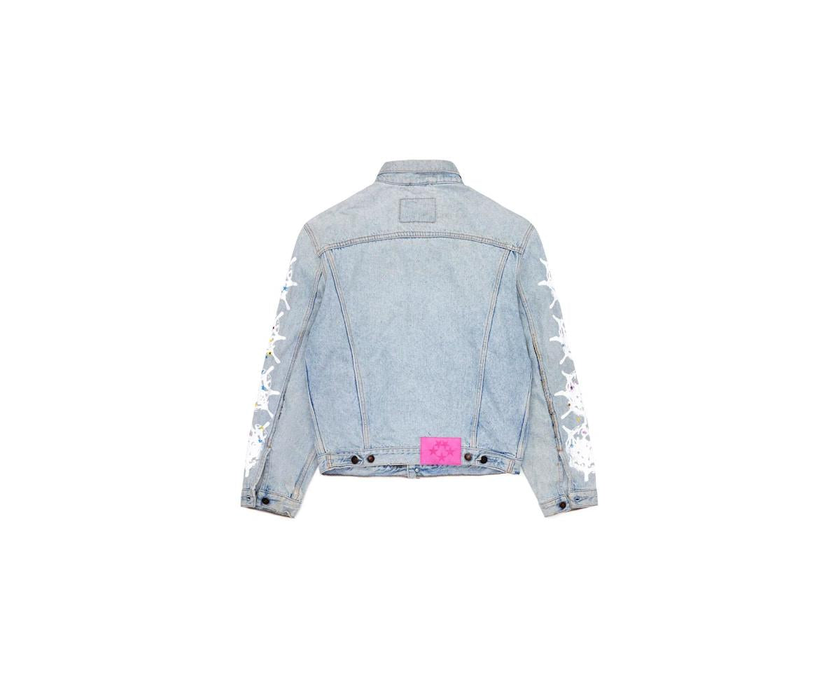 Sp5der Vintage Denim Jacket - (WHITE)