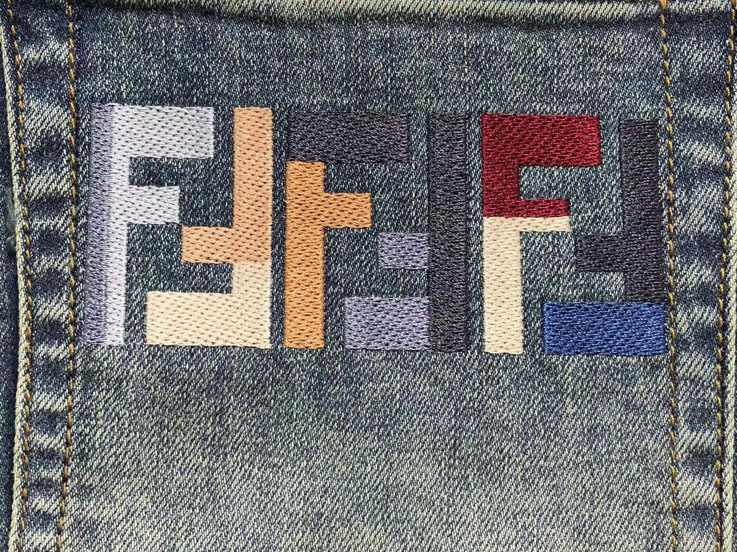Fendi Mosaic Denim Jeans - (BLUE)