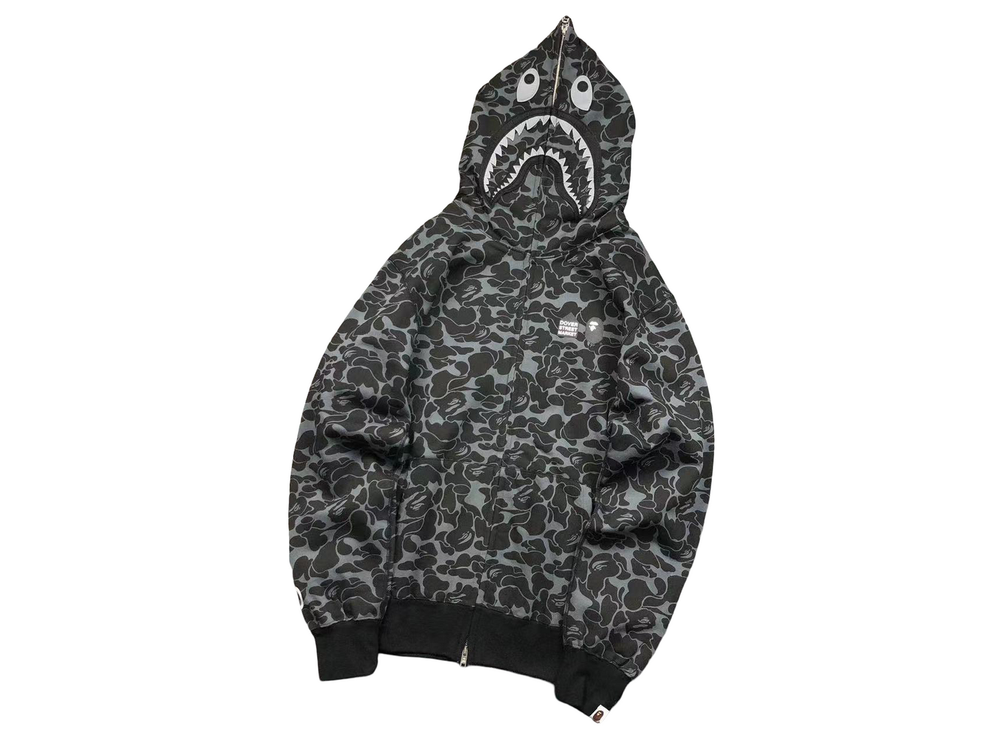 BAPE x Dover Street Market Camo Shark Full Zip Hoodie - (BLACK)