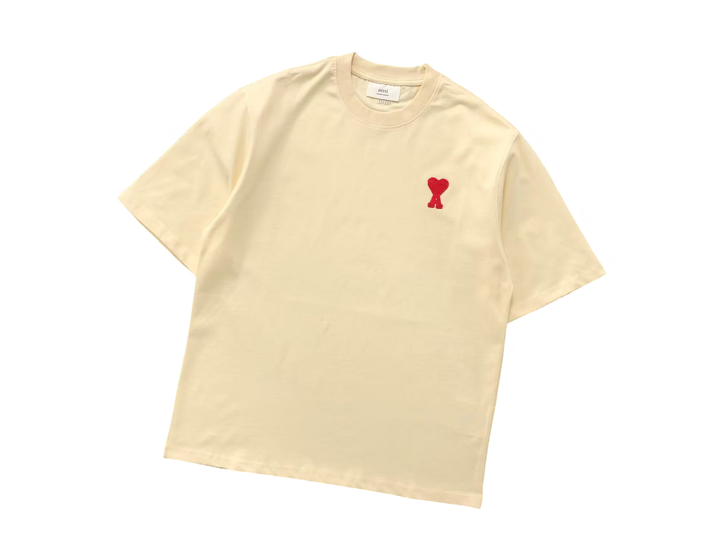 AMI Paris Signature Red Tee - (PEACH)