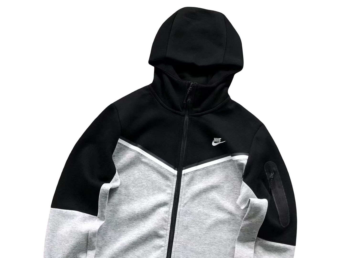 Nike Tech Fleece 2024 Zip Hoodie - (BLACK/GREY/WHITE)