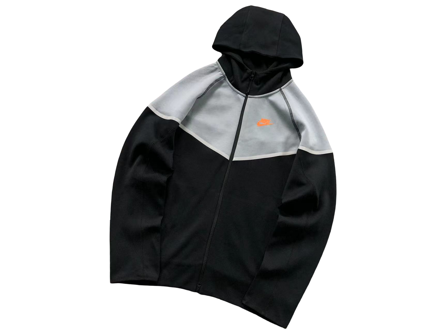 Nike Tech Fleece 2025 Zip Hoodie - (BLACK/GREY/ORANGE)