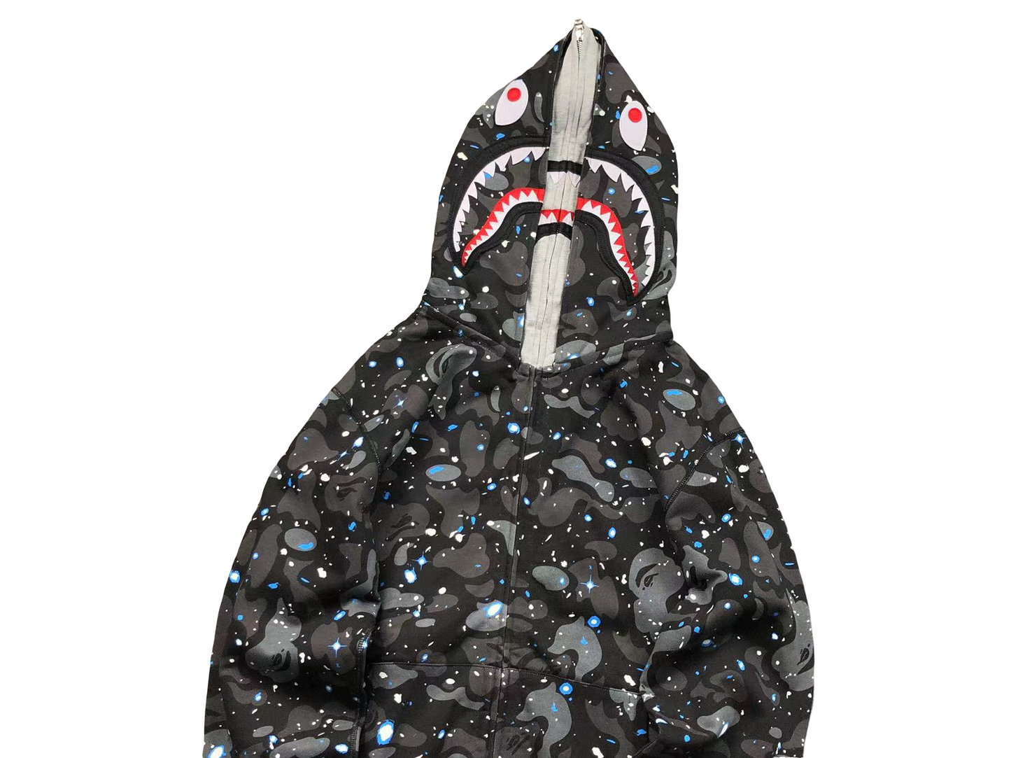 BAPE Camo Shark Wide Full Zip Double Hoodie - (BLACK MULTI)