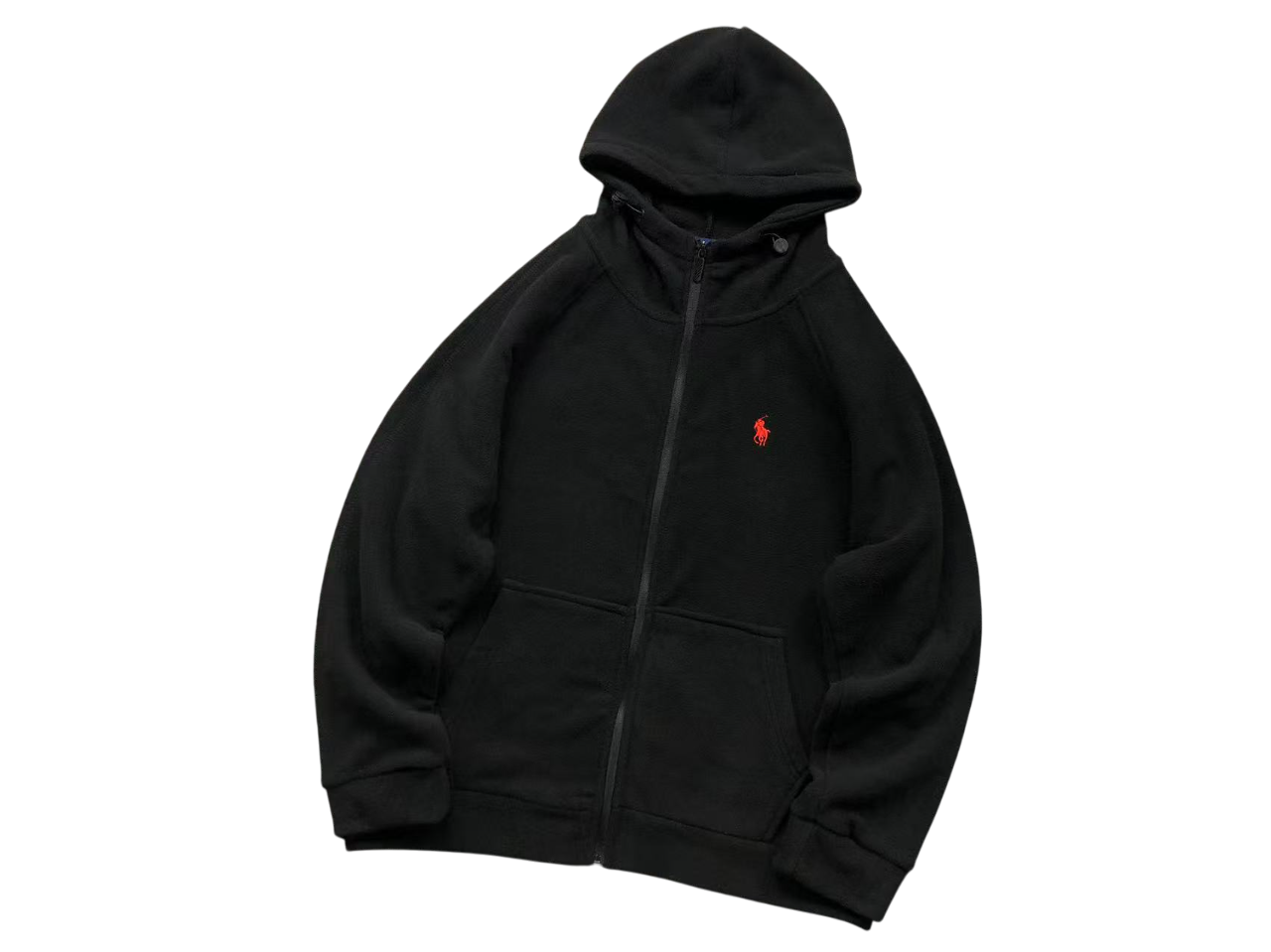 Ralph Lauren Sherpa Zip Hoodie - (BLACK/RED)