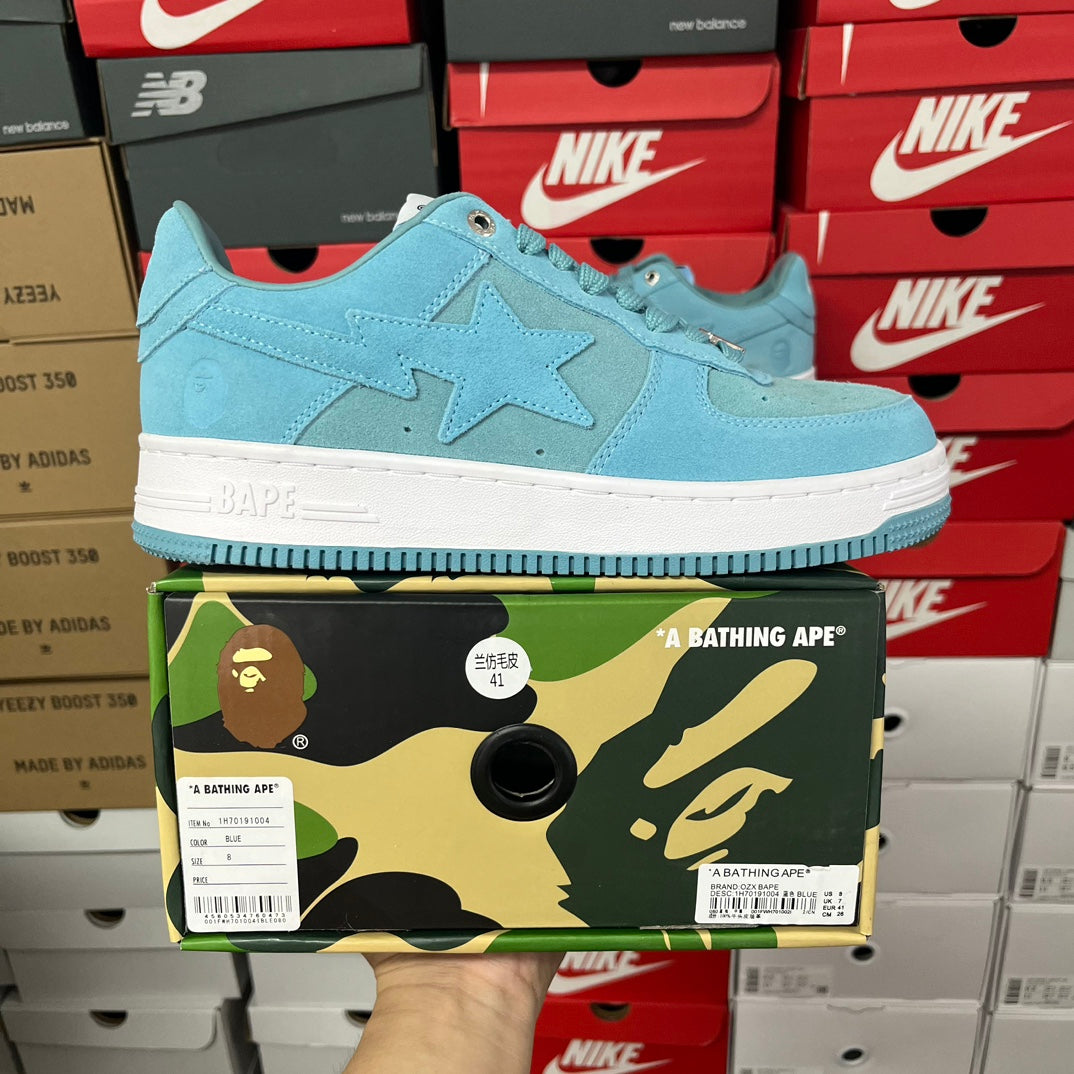 A Bathing Ape Bapesta - (LEATHER BLUE)