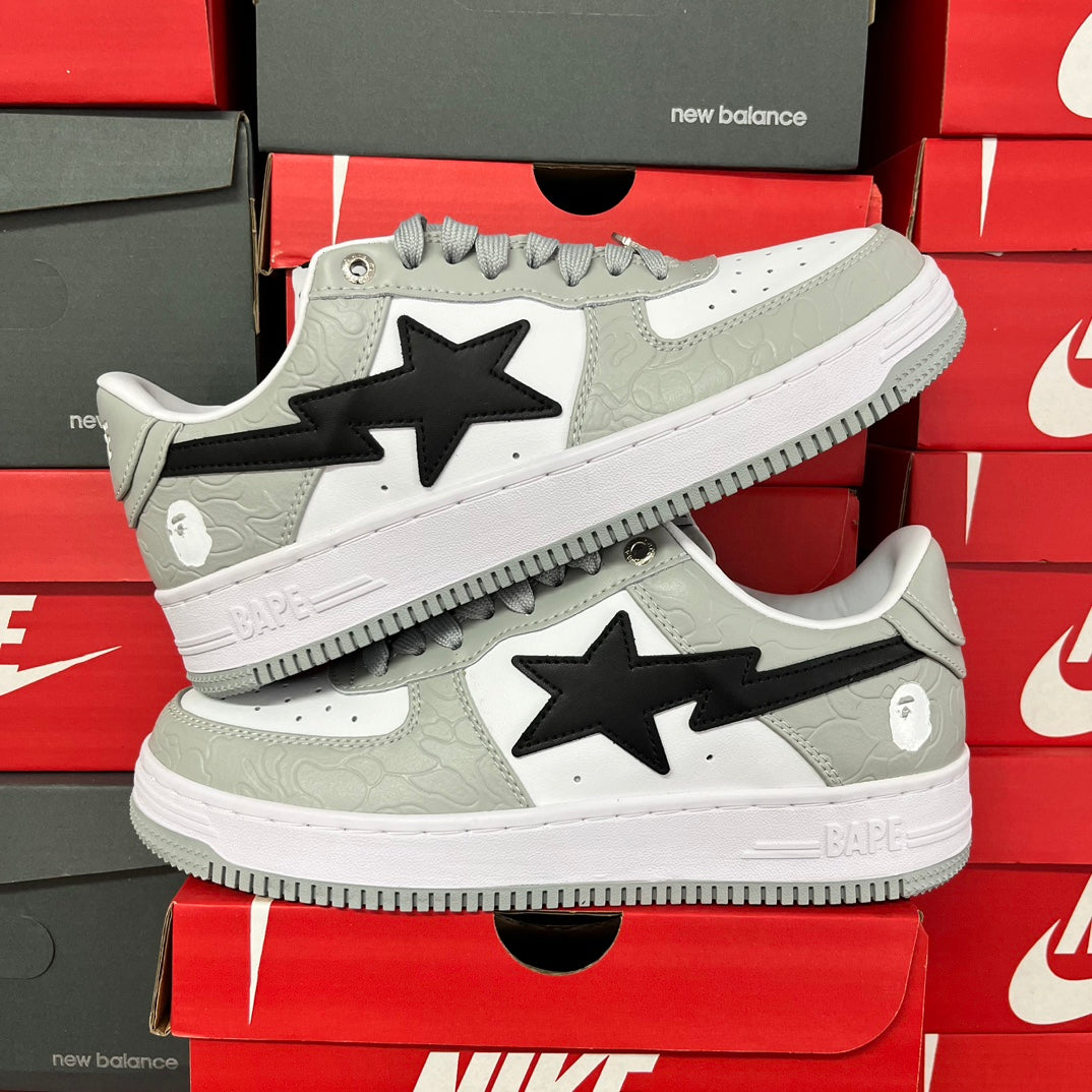 A Bathing Ape Bapesta Motif - (GREY/WHITE/BLACK)