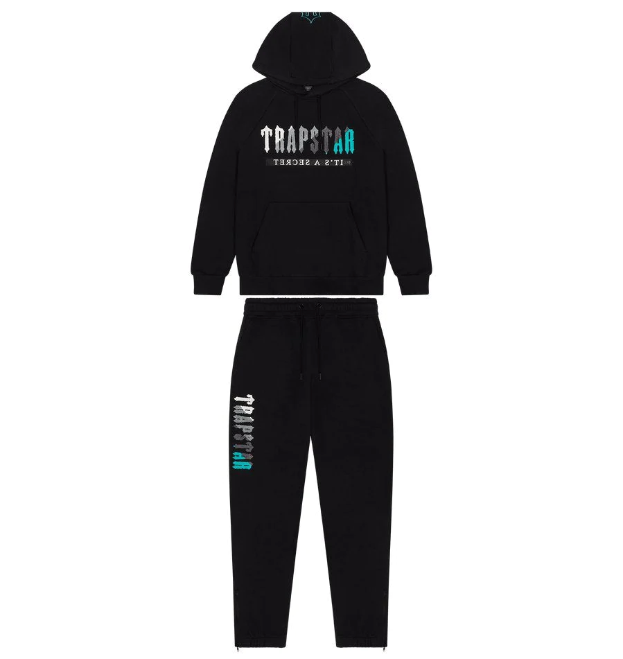 Trapstar Chenille Decoded 2.0 Hoodie Tracksuit - (BLACK/TEAL)