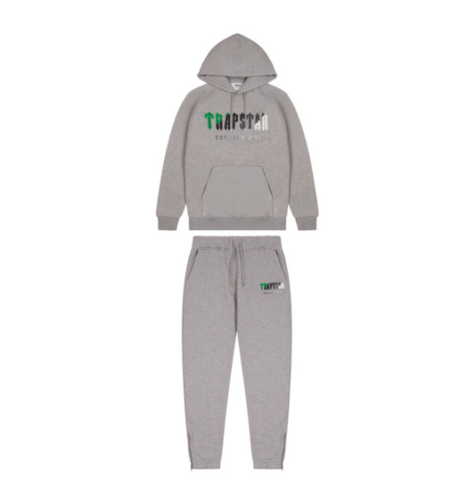 Trapstar Chenille Decoded Hoodie Tracksuit - (GREY/GREEN)