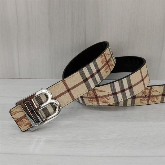 Burberry Vintage Pebbled Belt Silver