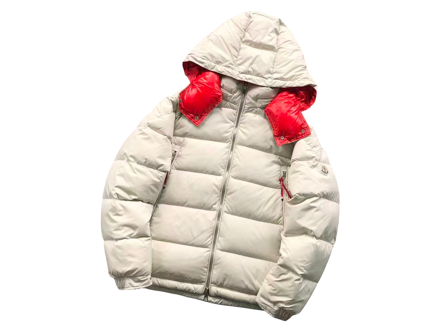 Moncler Poirier Down Jacket - (WHITE/RED)