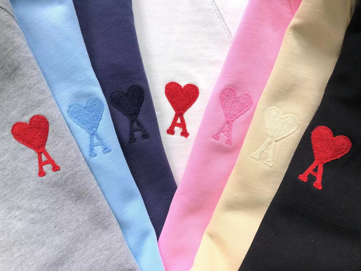 AMI Paris Red Heart Hoodie - (GREY)